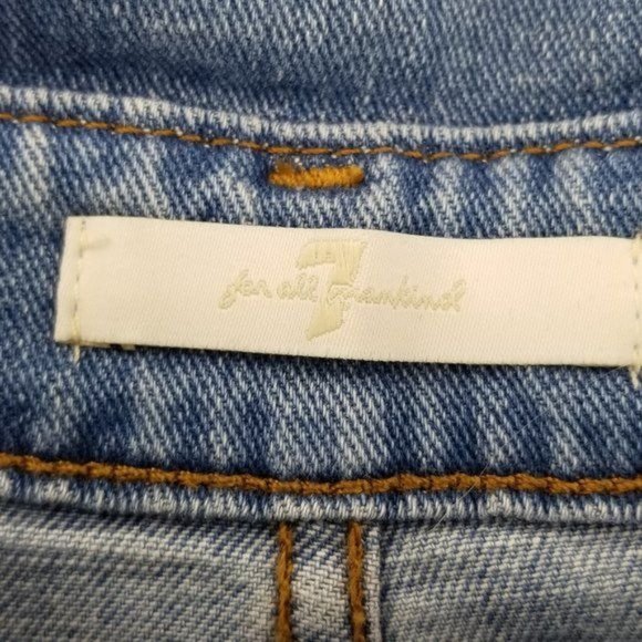 7FAMK The Paperbag Jeans in Bright Blue Jay High Rise Tie Waist Size 32 - Picture 7 of 11